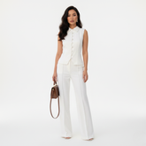 Elegant Sleeveless Straight-Leg Pants Suit – White | Summer 2025 Collection