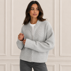 Double-Zip Knit Cardigan Sweater