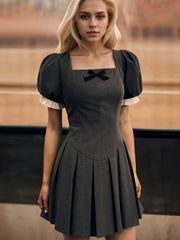 Retro Square Neck A-Line Mini Dress