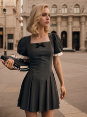 Retro Square Neck A-Line Mini Dress