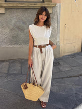 Linen Vest & Wide-Leg Trousers Set