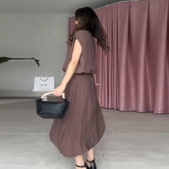 Sleeveless Casual Skirt Suit