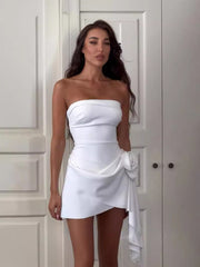 European Summer Strapless Flower Tube Top Dress