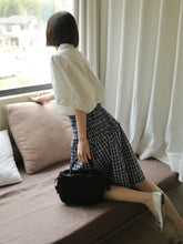 2-in-1 Elastic Plaid Top/Skirt – Blue Grid