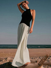 Autumn Pleated Backless Long Dress
