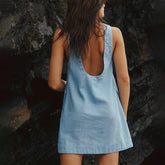 European Backless Cotton Mini Dress