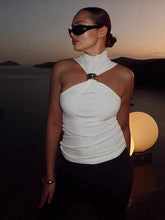 Metal Detail Halter Neck Slim Vest Top