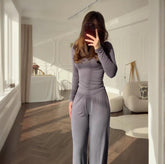 Leg Pant Suit – Long Sleeve