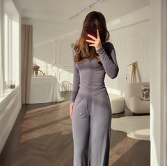 Leg Pant Suit – Long Sleeve