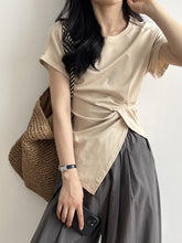 Pleated Waist Cotton T-Shirt