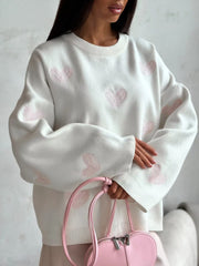 Lazy Style Heart Pattern Knit Sweater