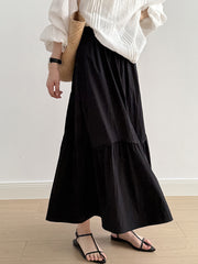 Lace Stitching A-Line Skirt – High Waist