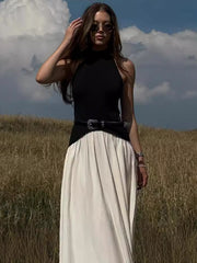 Autumn Pleated Backless Long Dress