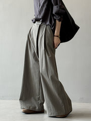 High Waist Straight-Leg Cotton Trousers
