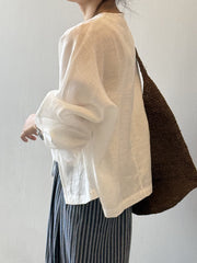 Retro Ramie Long Cardigan