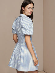 Elegant Striped Button-Up Mini Shirt Dress