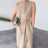 Elegant Sleeveless Lace-Up Maxi Dress