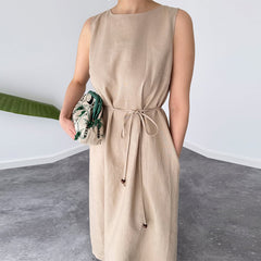 Elegant Sleeveless Lace-Up Maxi Dress