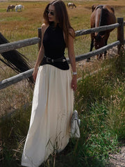 Autumn Pleated Backless Long Dress