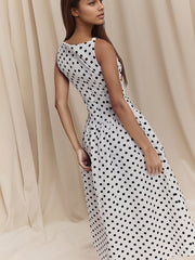 European Polka Dot Sleeveless Long Dress