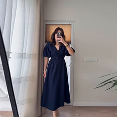 Elegant V-Neck Waist Slim Dress