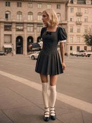 Retro Square Neck A-Line Mini Dress
