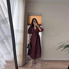 Elegant V-Neck Waist Slim Dress