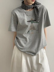 Cartoon Print Cotton T-Shirt