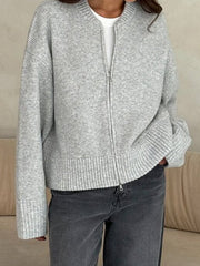 Double-Zip Knit Cardigan Sweater