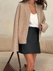 Double-Zip Knit Cardigan Sweater