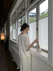 Woven Tassel Loose Cotton Top
