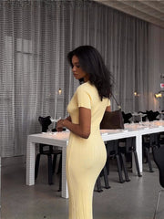 High-End Slim Knit Maxi Dress