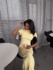 High-End Slim Knit Maxi Dress