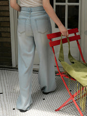 Light Blue Tencel Denim Wide-Leg Jeans