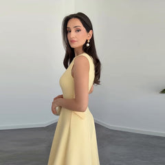 Elegant Sleeveless Midi Dress – Yellow | Summer 2025 Holiday Style