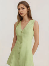 Matcha Green V-Neck Sleeveless Mini Dress