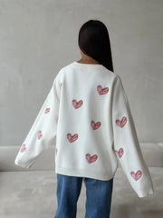 Lazy Style Heart Pattern Knit Sweater