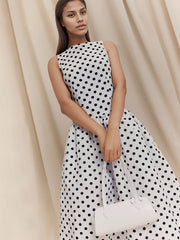European Polka Dot Sleeveless Long Dress