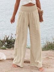 High-Waist Cotton Linen Wide-Leg Pants