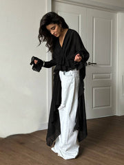 Elegant Long Chiffon V-Neck Wrap Top