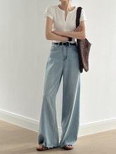 Retro Half-Zip Cotton Blend T-Shirt