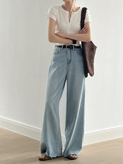 Retro Half-Zip Cotton Blend T-Shirt