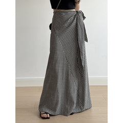 Plaid Wrap Floor-Length Skirt