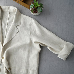 Comfortable Linen Blazer – Casual Long Sleeve Suit for Women