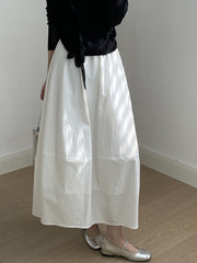 High Waist Flower Bud Midi Skirt