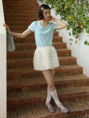 Three-Dimensional Rose Short Skirt