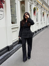 Black Slim-Fit Double-Breasted Suit Jacket