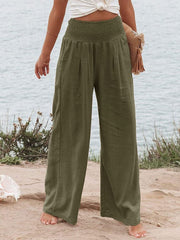 High-Waist Cotton Linen Wide-Leg Pants