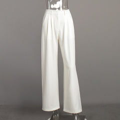Pure White High-Waist Wide-Leg Trousers