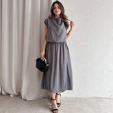 Sleeveless Casual Skirt Suit